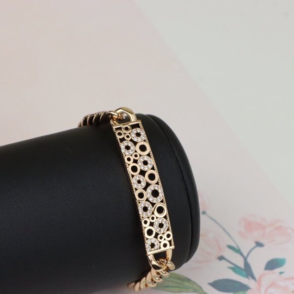 "Rose Gold Bracelet with Bubble Circle Design and Stone Accents, XPBL0932 - Picture 8 of 12